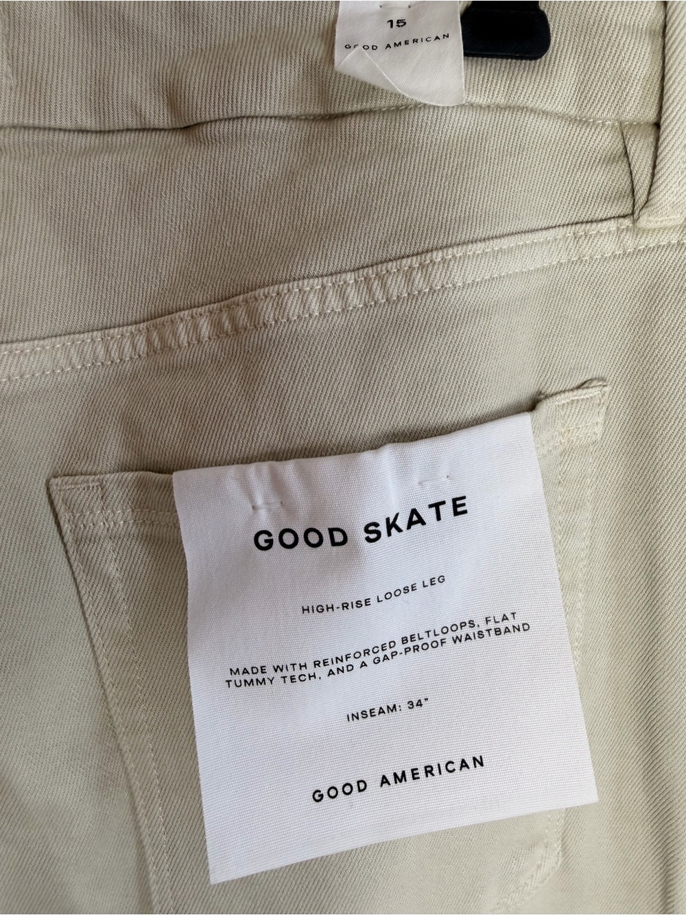 Good American Good Skate High Rise Loose Leg Jeans Cream Size 15 34” Inseam - Picture 4 of 4
